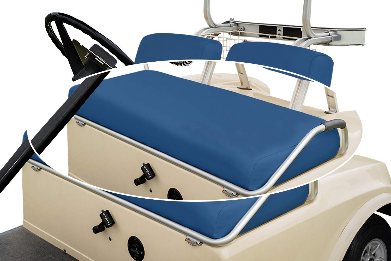 Front Seat Bottom Only Replacement Cover for Club Car Pre-2000 DS Golf Cart - Marine Grade Vinyl - DIY Staple On Installation