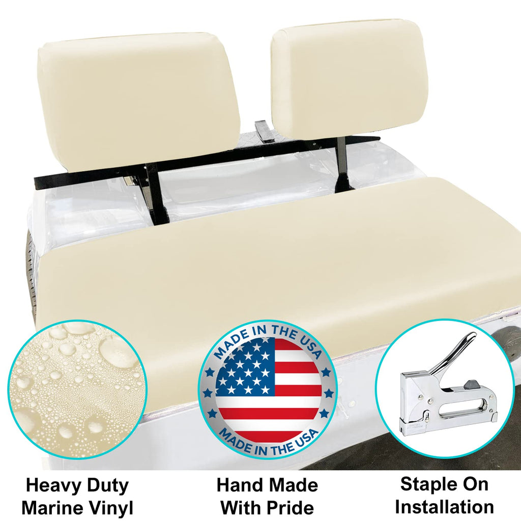 Club Car Pre-2000 DS Golf Cart Front Replacement Seat Cover Set Made with Marine Grade Vinyl - Staple On Installation