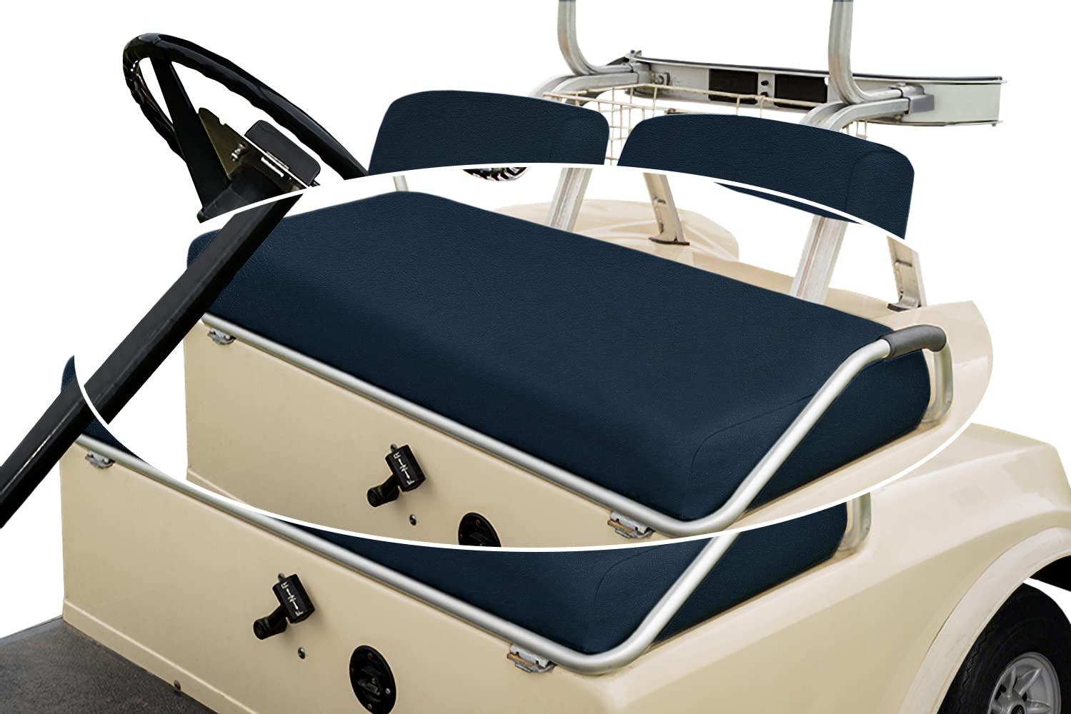 Front Seat Bottom Only Replacement Cover for Club Car Pre-2000 DS Golf Cart - Marine Grade Vinyl - DIY Staple On Installation