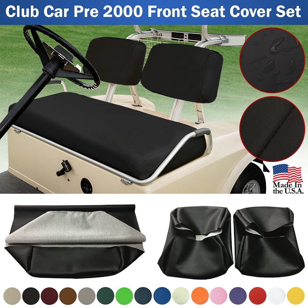 Club Car Pre-2000 DS Golf Cart Front Replacement Seat Cover Set Made with Marine Grade Vinyl - Staple On Installation