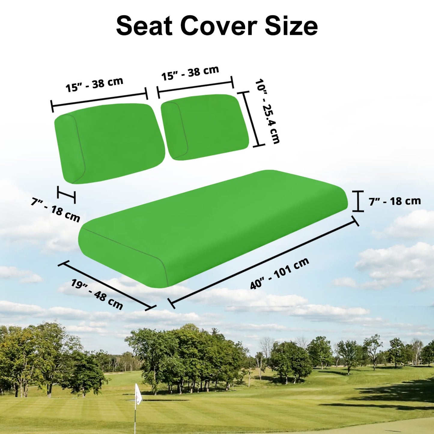Club Car Pre-2000 DS Golf Cart Front Replacement Seat Cover Set Made with Marine Grade Vinyl - Staple On Installation
