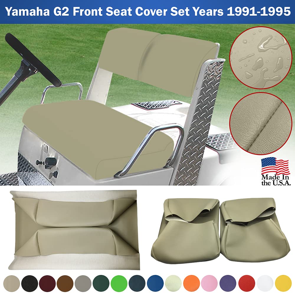 Yamaha G2 - G9 Golf Cart Front Seat Cover Replacement Set Made with Premium Marine Grade Vinyl - Staple On Installation