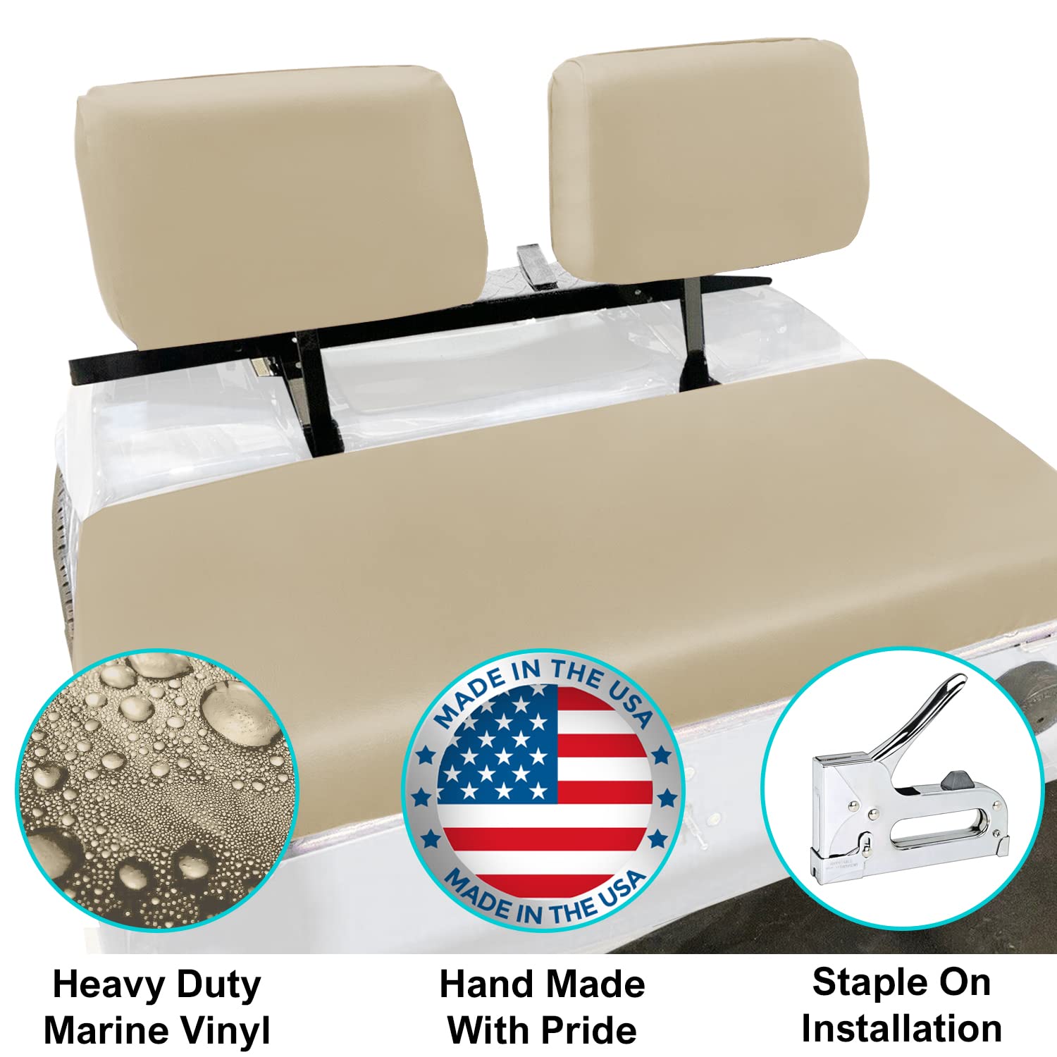 Bar Stool Covers 4 less EZGO Marathon Golf Cart Front Seat Cover Replacement Set Made with Premium Marine Grade Vinyl - Staple On Installation