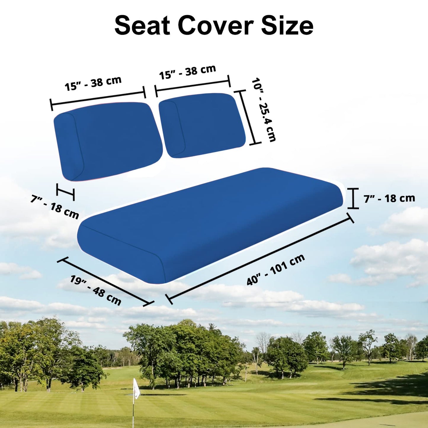 Club Car Pre-2000 DS Golf Cart Front Replacement Seat Cover Set Made with Marine Grade Vinyl - Staple On Installation