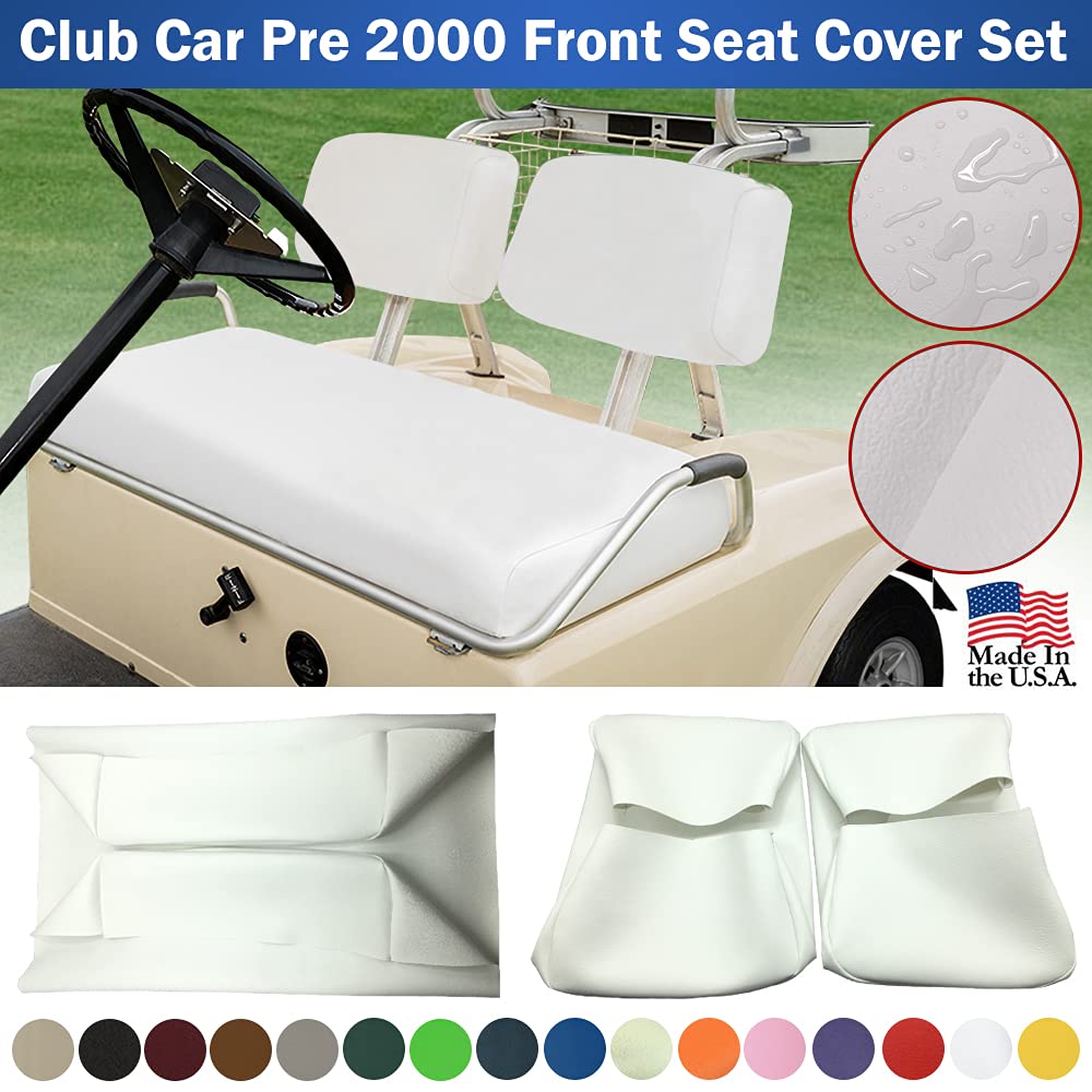 Club Car Pre-2000 DS Golf Cart Front Replacement Seat Cover Set Made with Marine Grade Vinyl - Staple On Installation