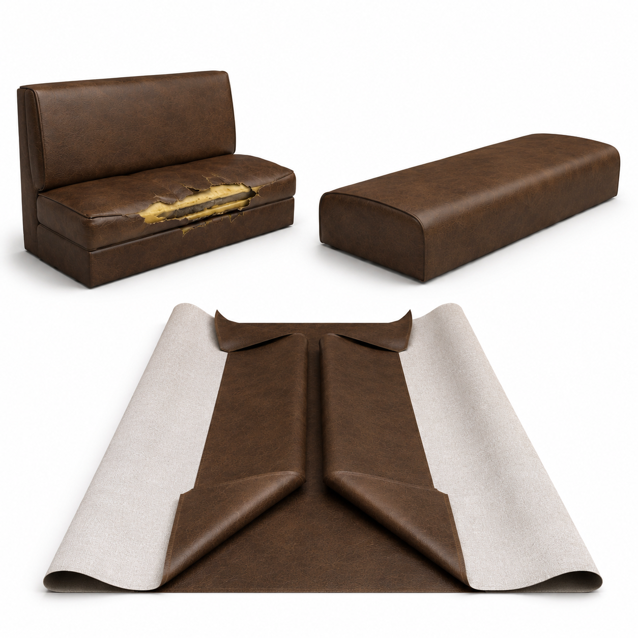 DIY Restaurant Booth Commercial Grade Vinyl Seat Bottom Replacement Cover - DIY STAPLE ON Installation