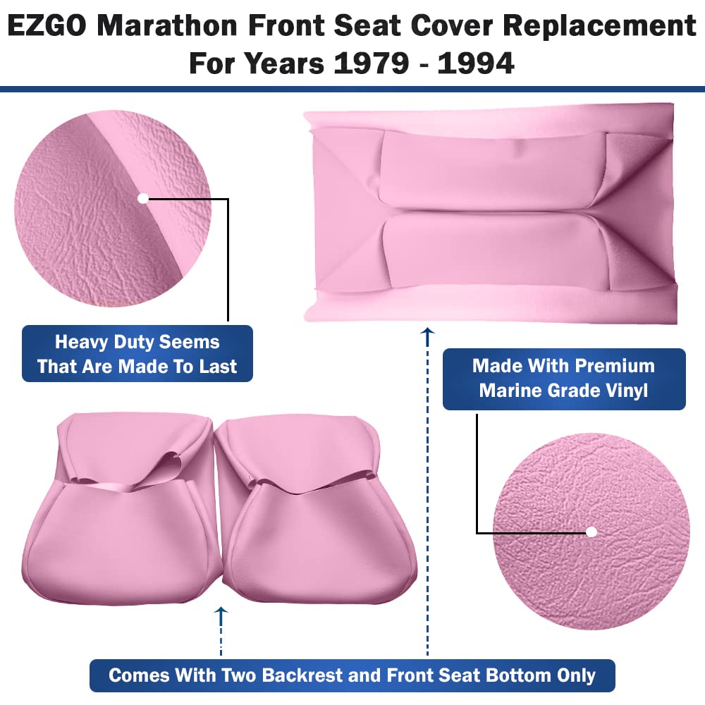 Bar Stool Covers 4 less EZGO Marathon Golf Cart Front Seat Cover Replacement Set Made with Premium Marine Grade Vinyl - Staple On Installation