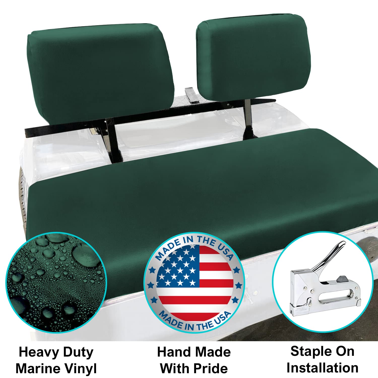 Bar Stool Covers 4 less EZGO Marathon Golf Cart Front Seat Cover Replacement Set Made with Premium Marine Grade Vinyl - Staple On Installation