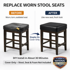 Bar Stool Square Seat Cover Staple-On Heavy Duty Vinyl Restaurant Office Medical