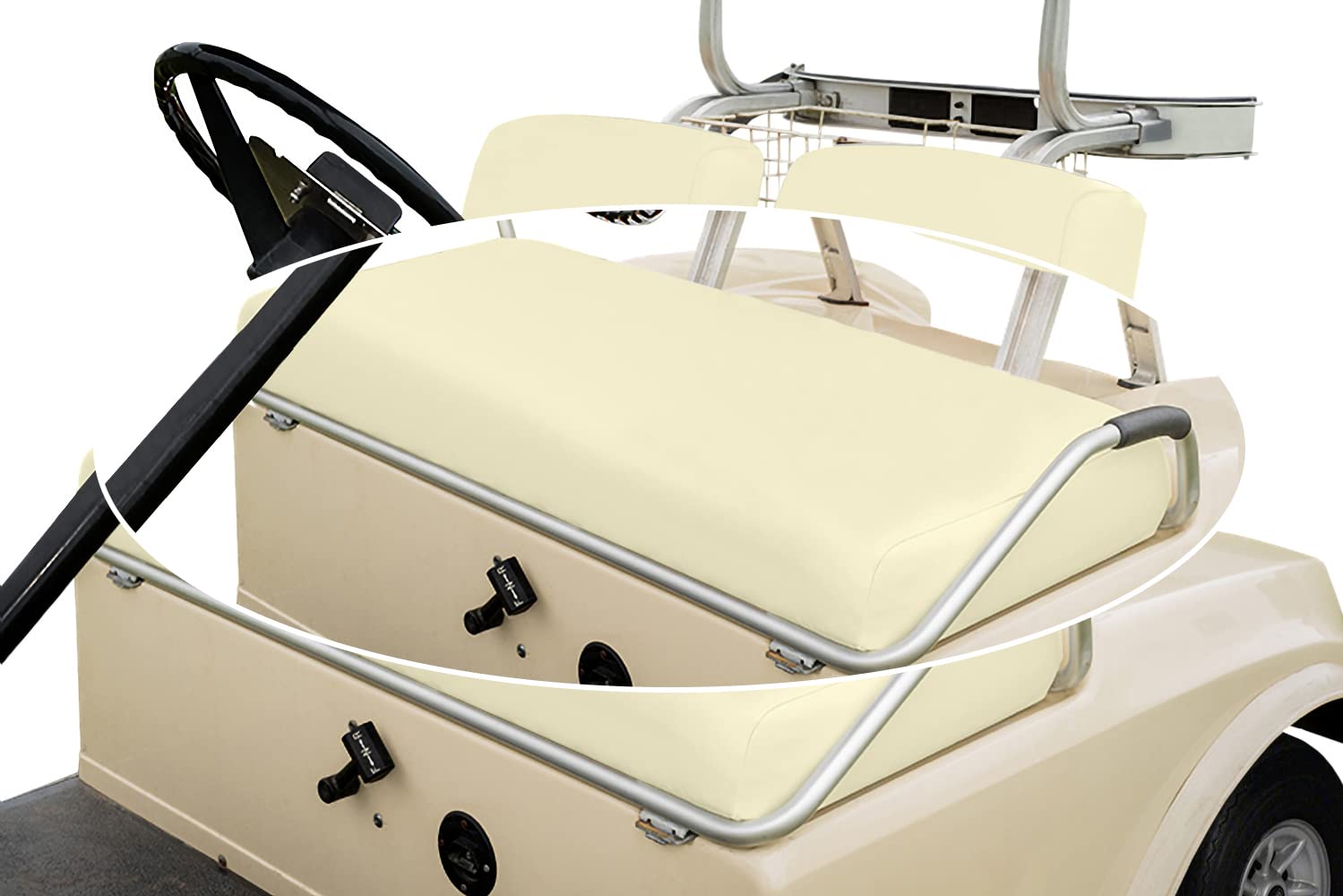 Front Seat Bottom Only Replacement Cover for Club Car Pre-2000 DS Golf Cart - Marine Grade Vinyl - DIY Staple On Installation