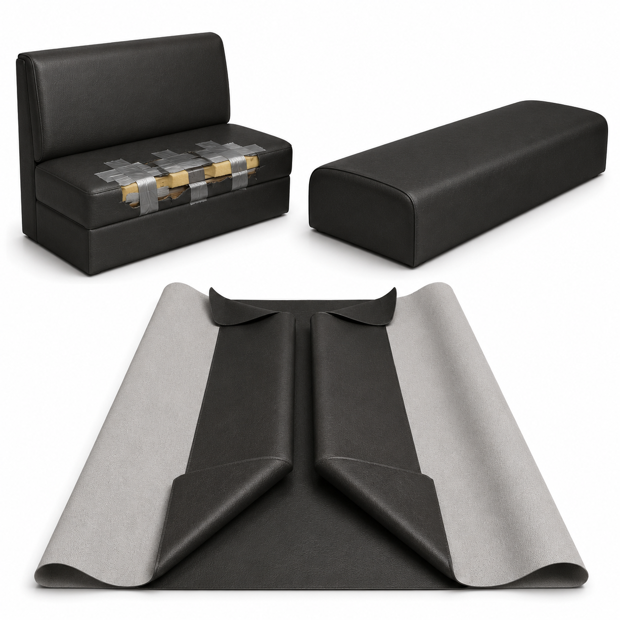 DIY Restaurant Booth Commercial Grade Vinyl Seat Bottom Replacement Cover - DIY STAPLE ON Installation