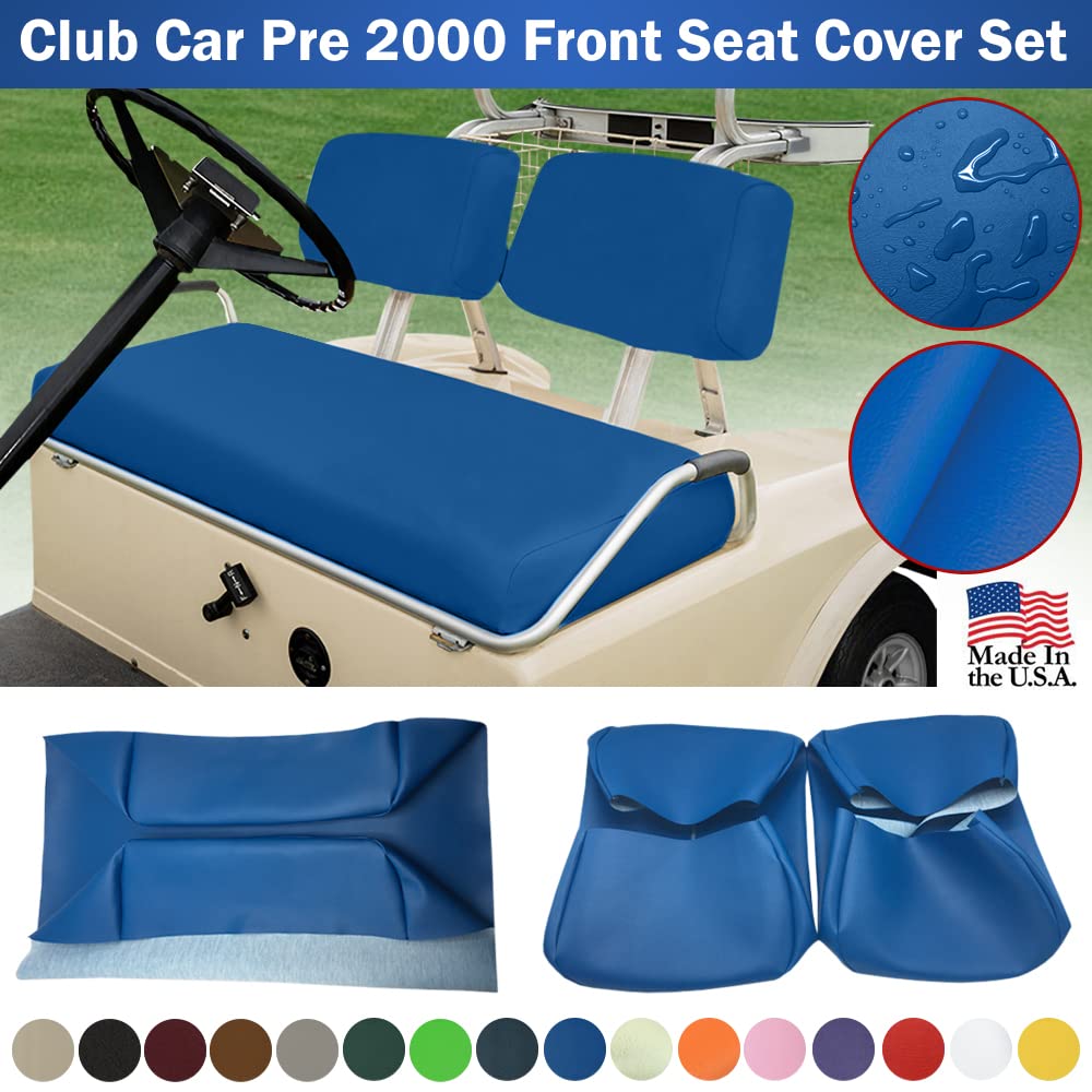 Club Car Pre-2000 DS Golf Cart Front Replacement Seat Cover Set Made with Marine Grade Vinyl - Staple On Installation