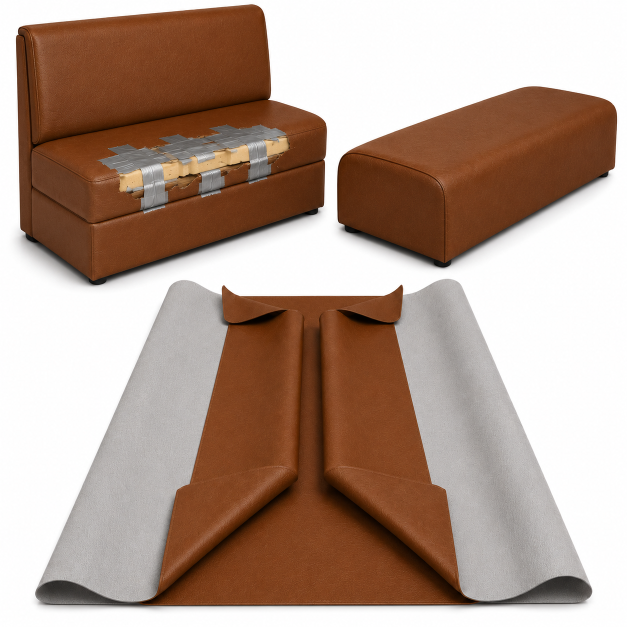 DIY Restaurant Booth Commercial Grade Vinyl Seat Bottom Replacement Cover - DIY STAPLE ON Installation