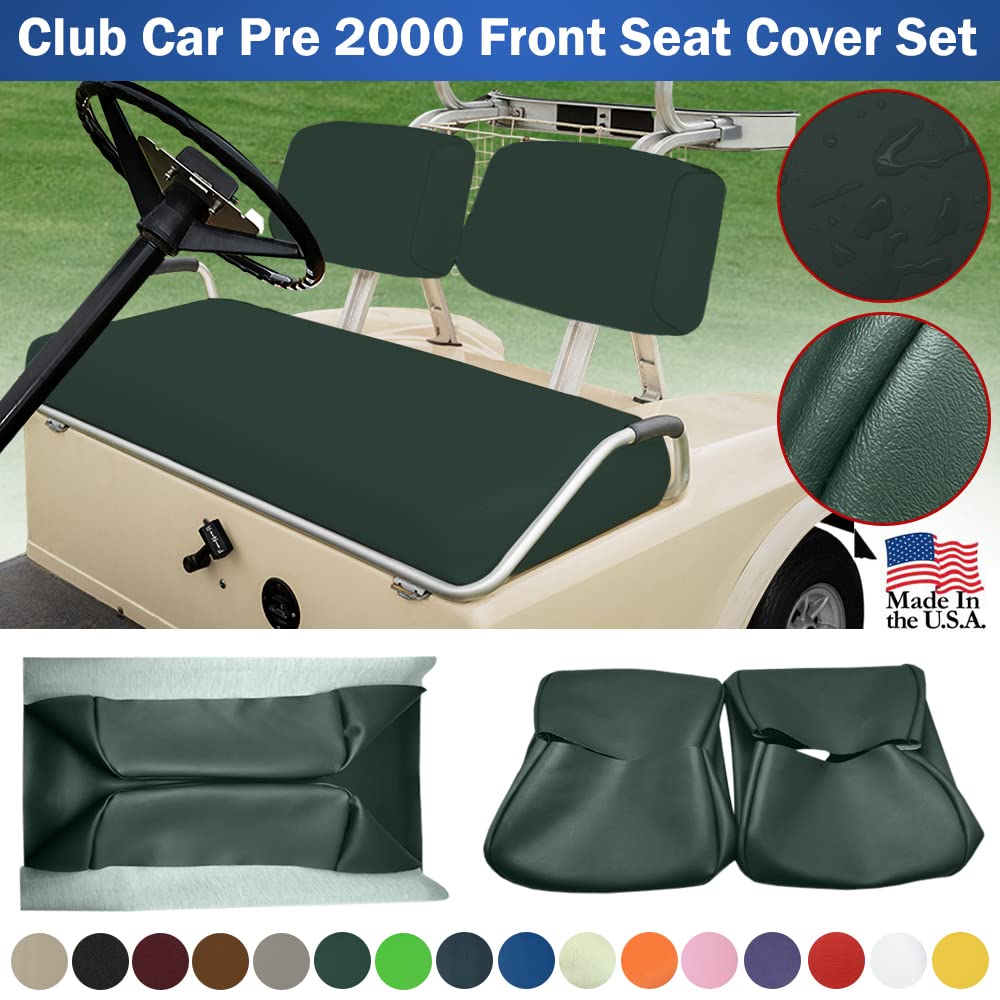 Club Car Pre-2000 DS Golf Cart Front Replacement Seat Cover Set Made with Marine Grade Vinyl - Staple On Installation