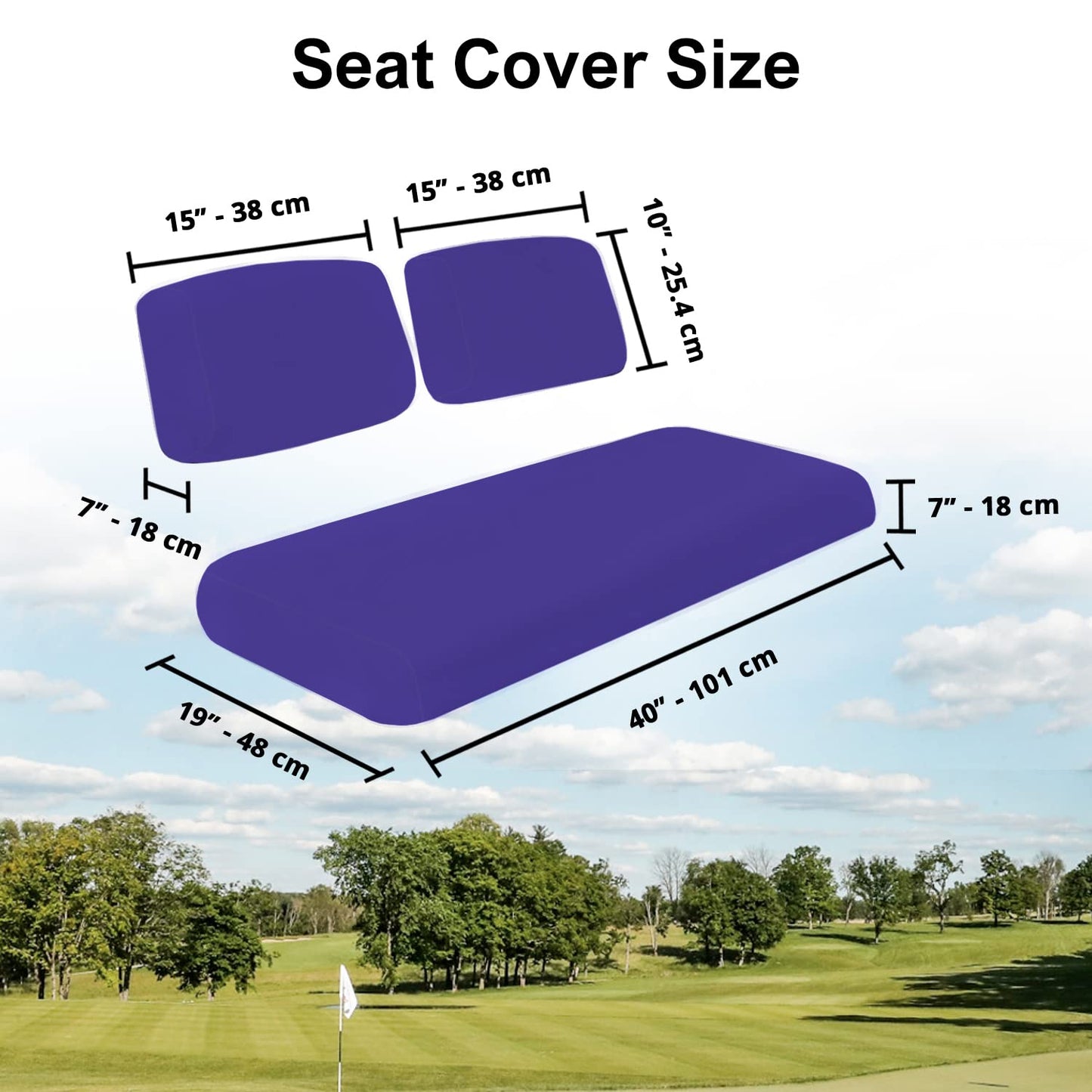 Club Car Pre-2000 DS Golf Cart Front Replacement Seat Cover Set Made with Marine Grade Vinyl - Staple On Installation