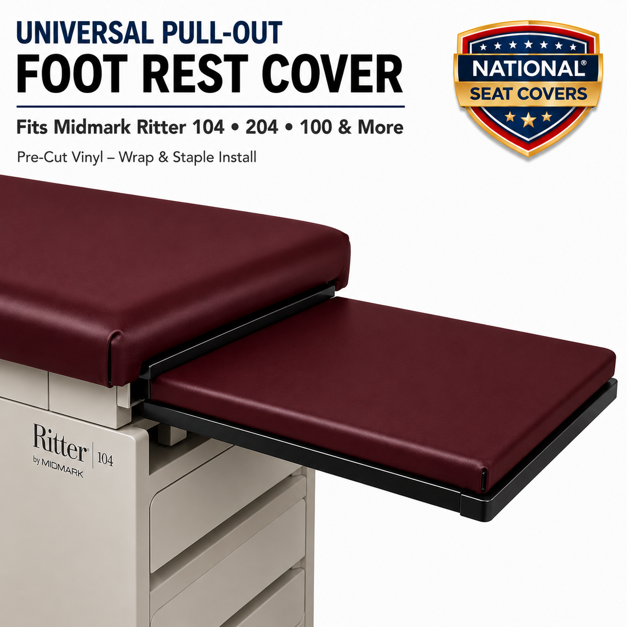 Midmark Ritter Replacement Pull-Out Footrest Vinyl Cover