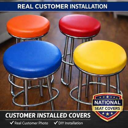 Round Bar Stool Seat Cover Staple-On Heavy Duty Vinyl Restaurant Office Medical