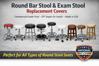 Round Bar Stool Seat Cover Staple-On Heavy Duty Vinyl Restaurant Office Medical