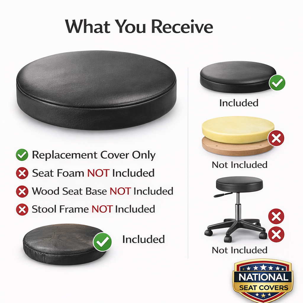Round Bar Stool Seat Cover Staple-On Heavy Duty Vinyl Restaurant Office Medical