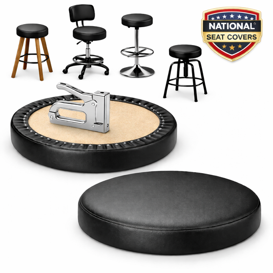 Round Bar Stool Seat Cover Staple-On Heavy Duty Vinyl Restaurant Office Medical