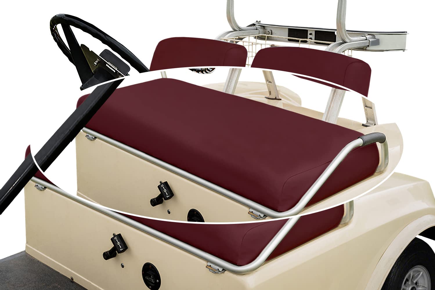 Front Seat Bottom Only Replacement Cover for Club Car Pre-2000 DS Golf Cart - Marine Grade Vinyl - DIY Staple On Installation