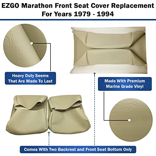 Bar Stool Covers 4 less EZGO Marathon Golf Cart Front Seat Cover Replacement Set Made with Premium Marine Grade Vinyl - Staple On Installation