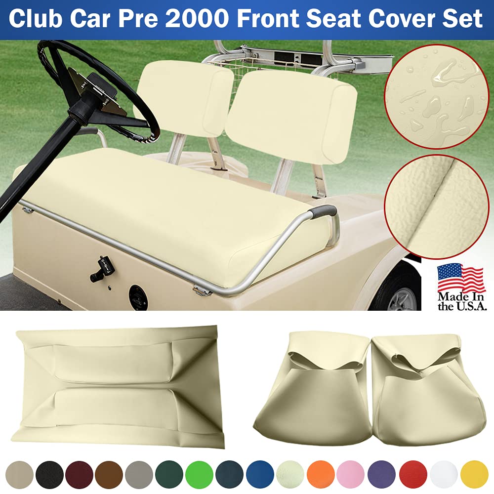 Club Car Pre-2000 DS Golf Cart Front Replacement Seat Cover Set Made with Marine Grade Vinyl - Staple On Installation