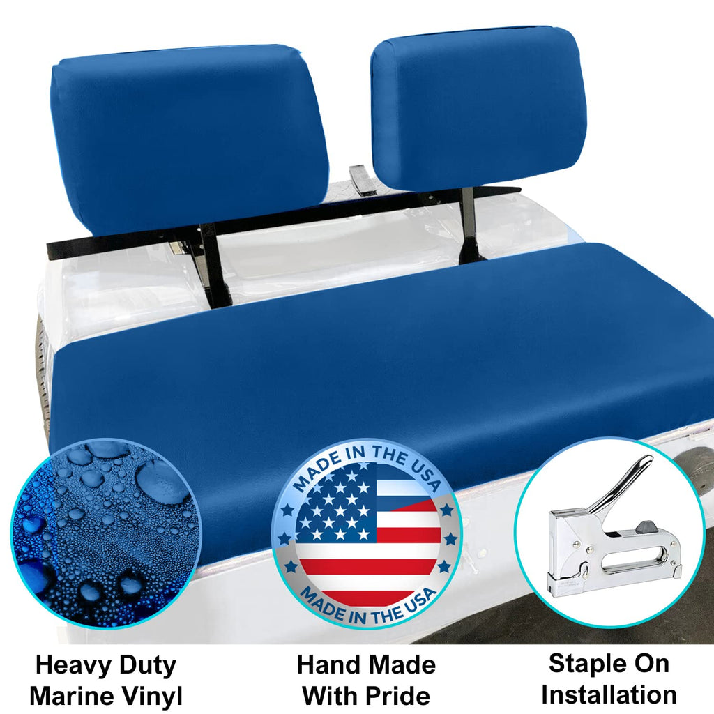 Bar Stool Covers 4 less EZGO Marathon Golf Cart Front Seat Cover Replacement Set Made with Premium Marine Grade Vinyl - Staple On Installation