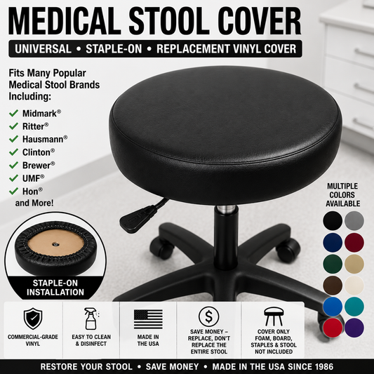 Universal Medical Stool Cover | Fits Midmark®, Ritter®, Hausmann®, Clinton® & More