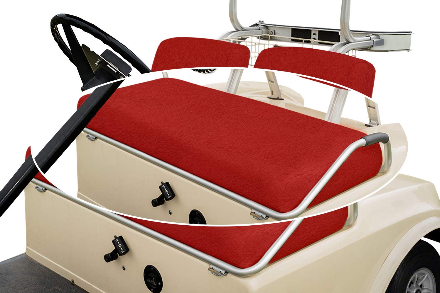 Front Seat Bottom Only Replacement Cover for Club Car Pre-2000 DS Golf Cart - Marine Grade Vinyl - DIY Staple On Installation