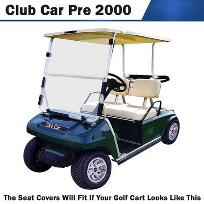 Club Car Pre-2000 DS Golf Cart Front Replacement Seat Cover Set Made with Marine Grade Vinyl - Staple On Installation