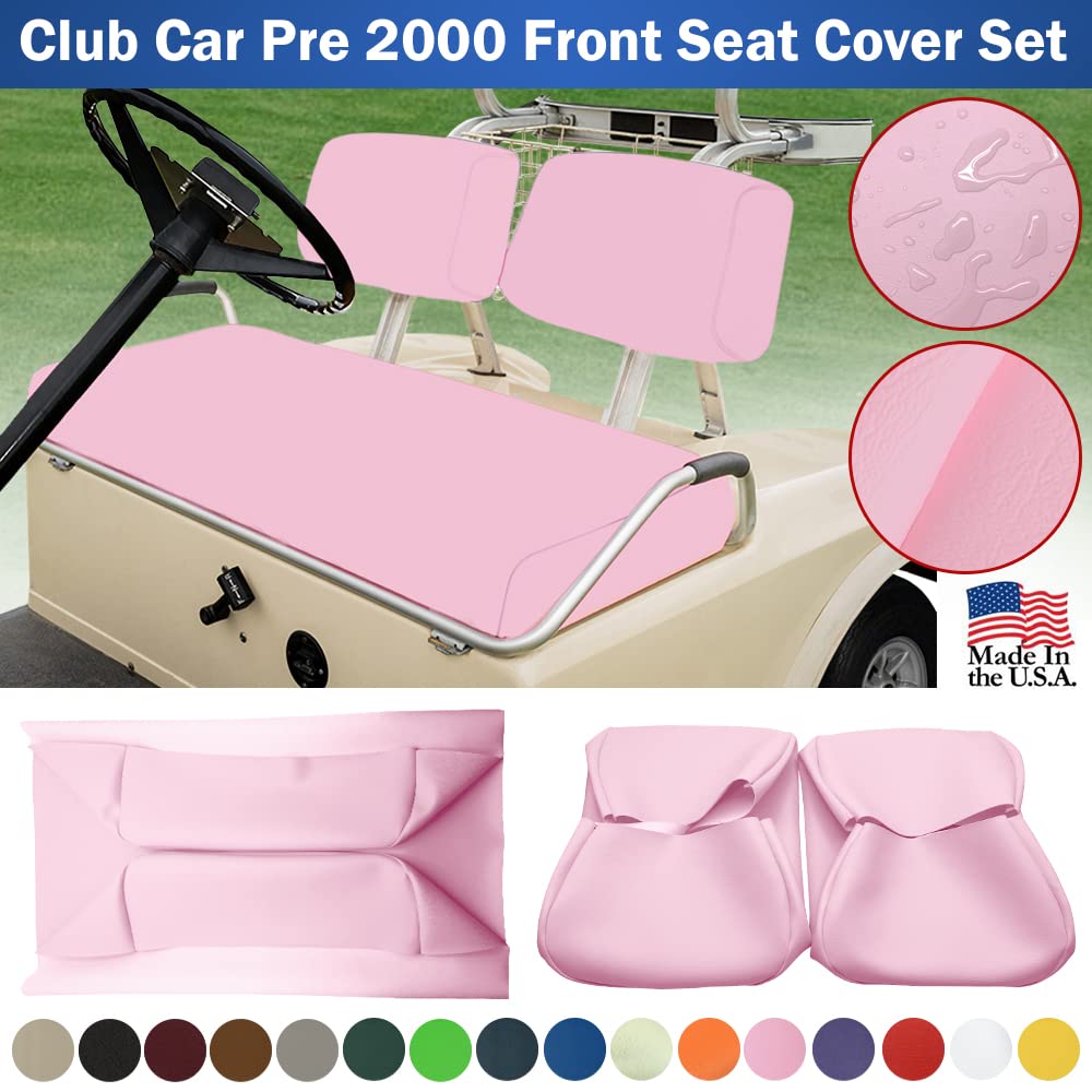 Club Car Pre-2000 DS Golf Cart Front Replacement Seat Cover Set Made with Marine Grade Vinyl - Staple On Installation