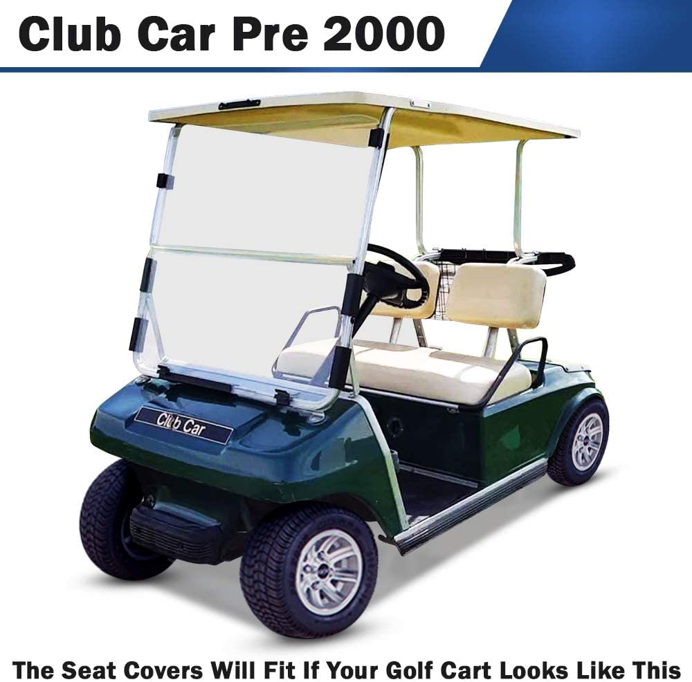 Club Car Pre-2000 DS Golf Cart Front Replacement Seat Cover Set Made with Marine Grade Vinyl - Staple On Installation
