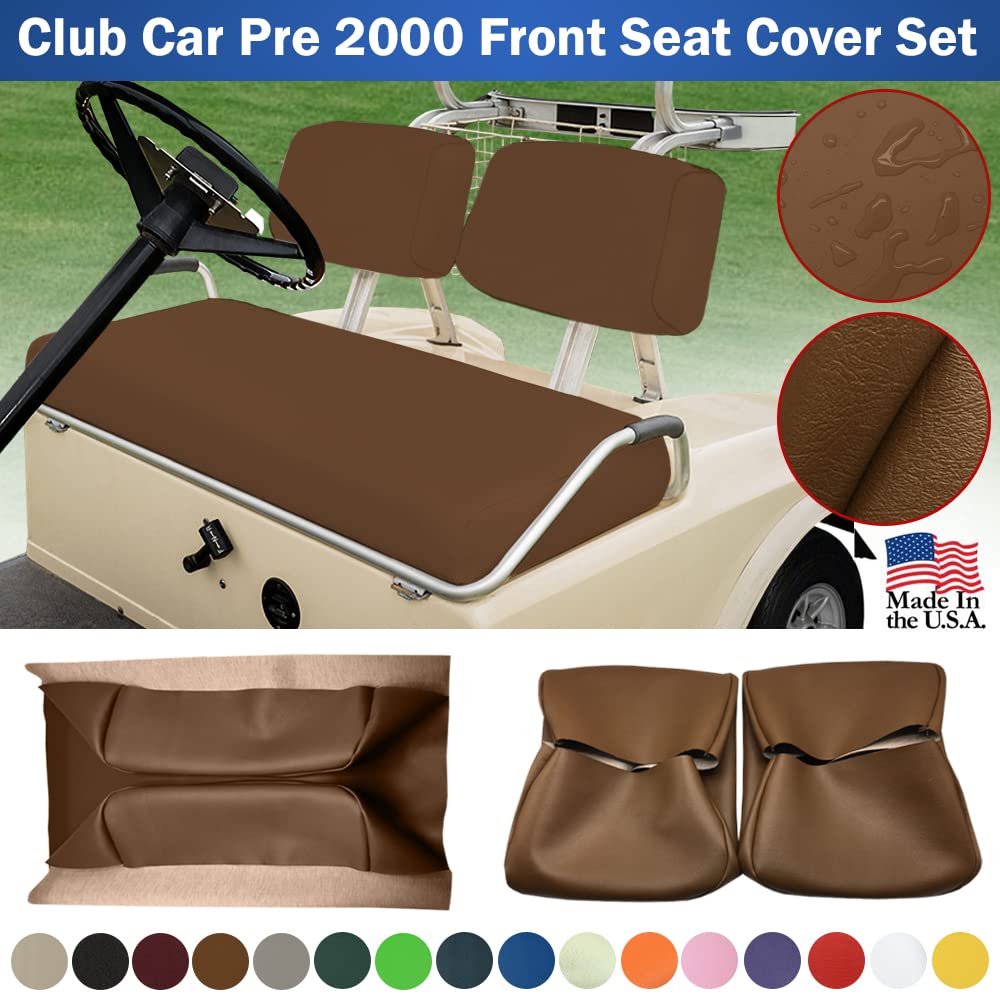 Club Car Pre-2000 DS Golf Cart Front Replacement Seat Cover Set Made with Marine Grade Vinyl - Staple On Installation