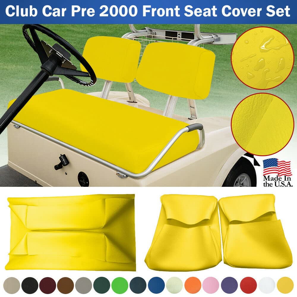 Club Car Pre-2000 DS Golf Cart Front Replacement Seat Cover Set Made with Marine Grade Vinyl - Staple On Installation