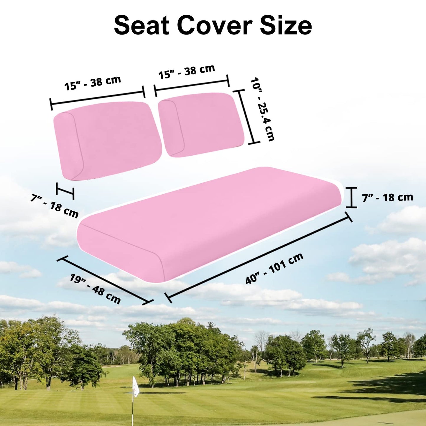Club Car Pre-2000 DS Golf Cart Front Replacement Seat Cover Set Made with Marine Grade Vinyl - Staple On Installation