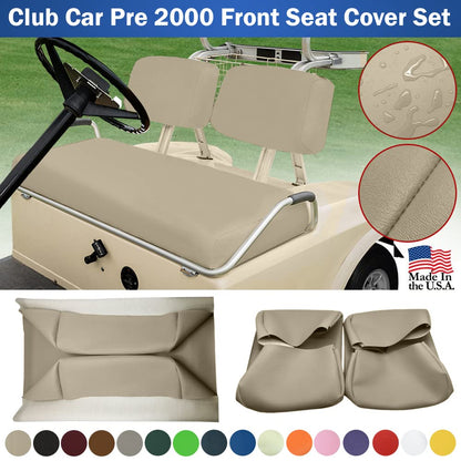 Club Car Pre-2000 DS Golf Cart Front Replacement Seat Cover Set Made with Marine Grade Vinyl - Staple On Installation