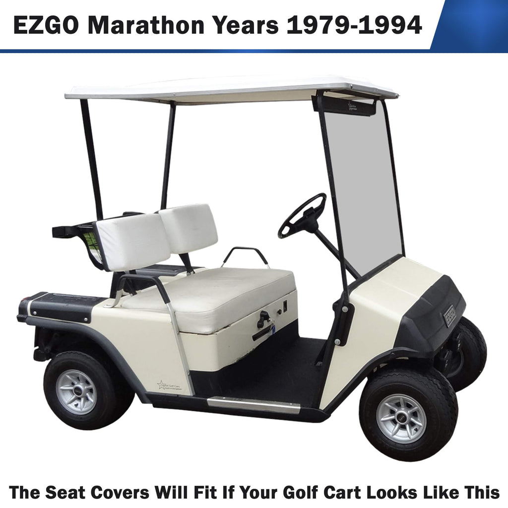 Bar Stool Covers 4 less EZGO Marathon Golf Cart Front Seat Cover Replacement Set Made with Premium Marine Grade Vinyl - Staple On Installation