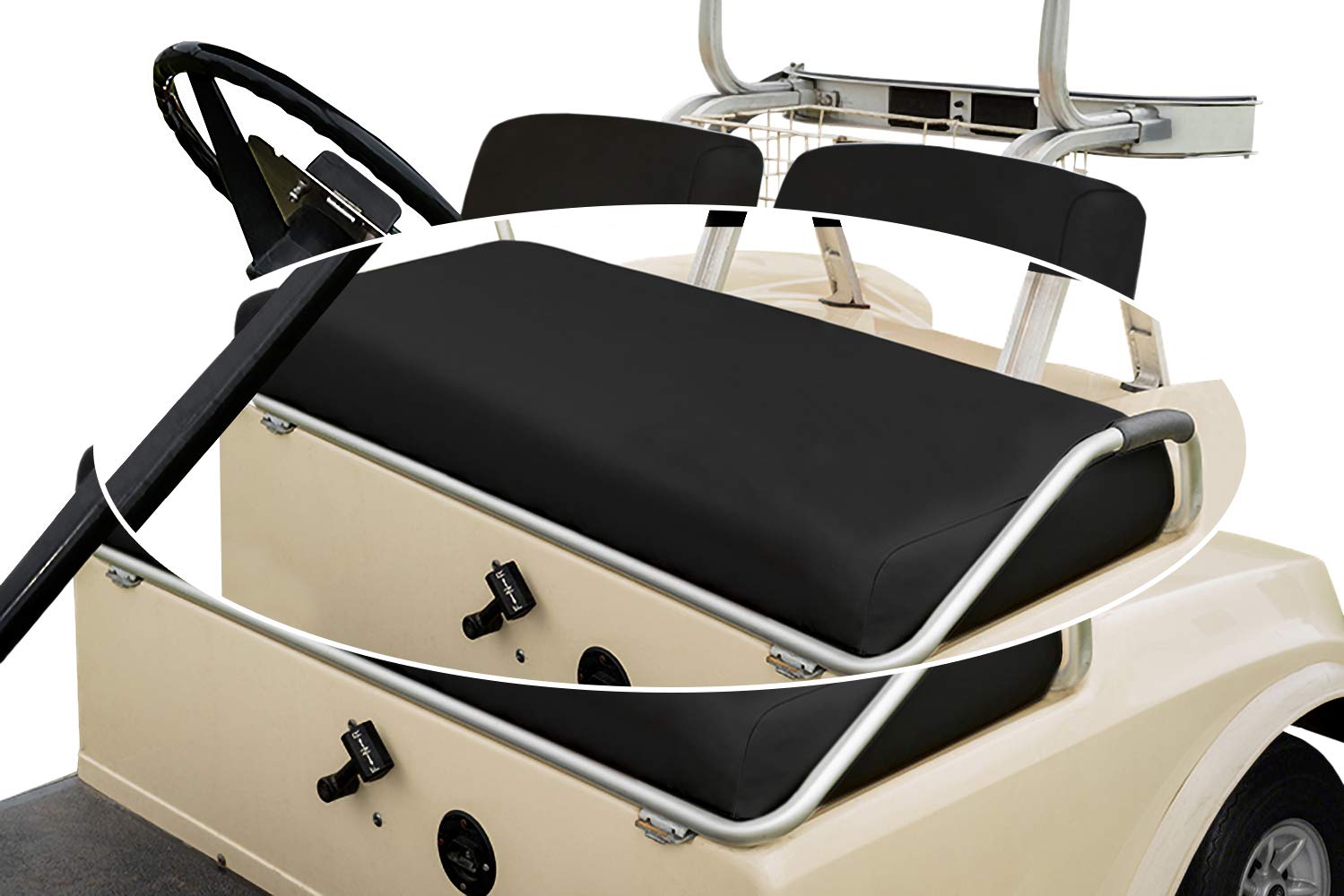 Front Seat Bottom Only Replacement Cover for Club Car Pre-2000 DS Golf Cart - Marine Grade Vinyl - DIY Staple On Installation