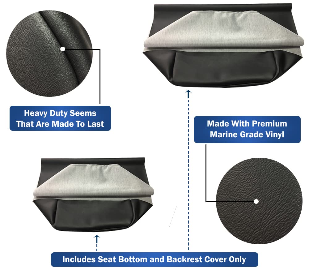 Club Car Pre-2000 DS Golf Cart Front Replacement Seat Cover Set Made with Marine Grade Vinyl - Staple On Installation