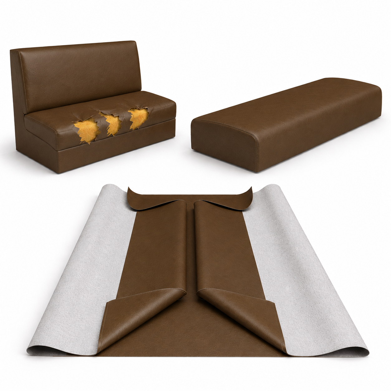 DIY Restaurant Booth Commercial Grade Vinyl Seat Bottom Replacement Cover - DIY STAPLE ON Installation
