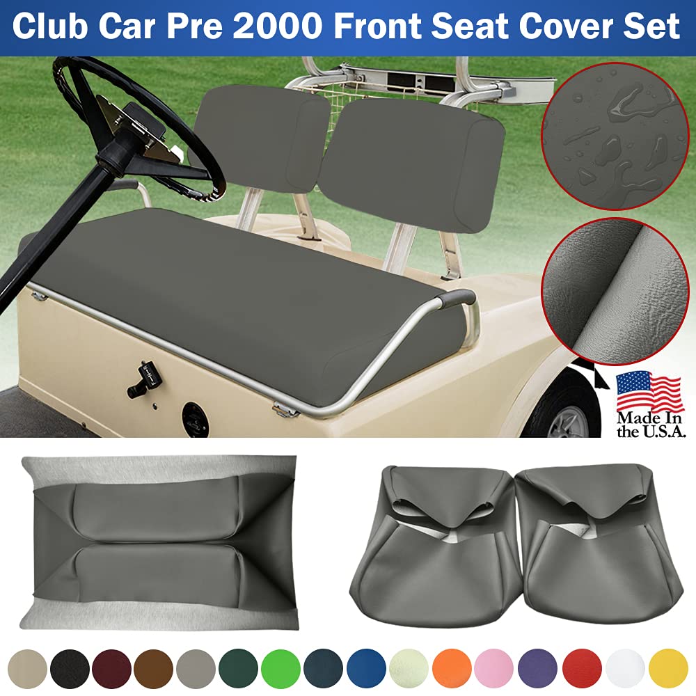 Club Car Pre-2000 DS Golf Cart Front Replacement Seat Cover Set Made with Marine Grade Vinyl - Staple On Installation