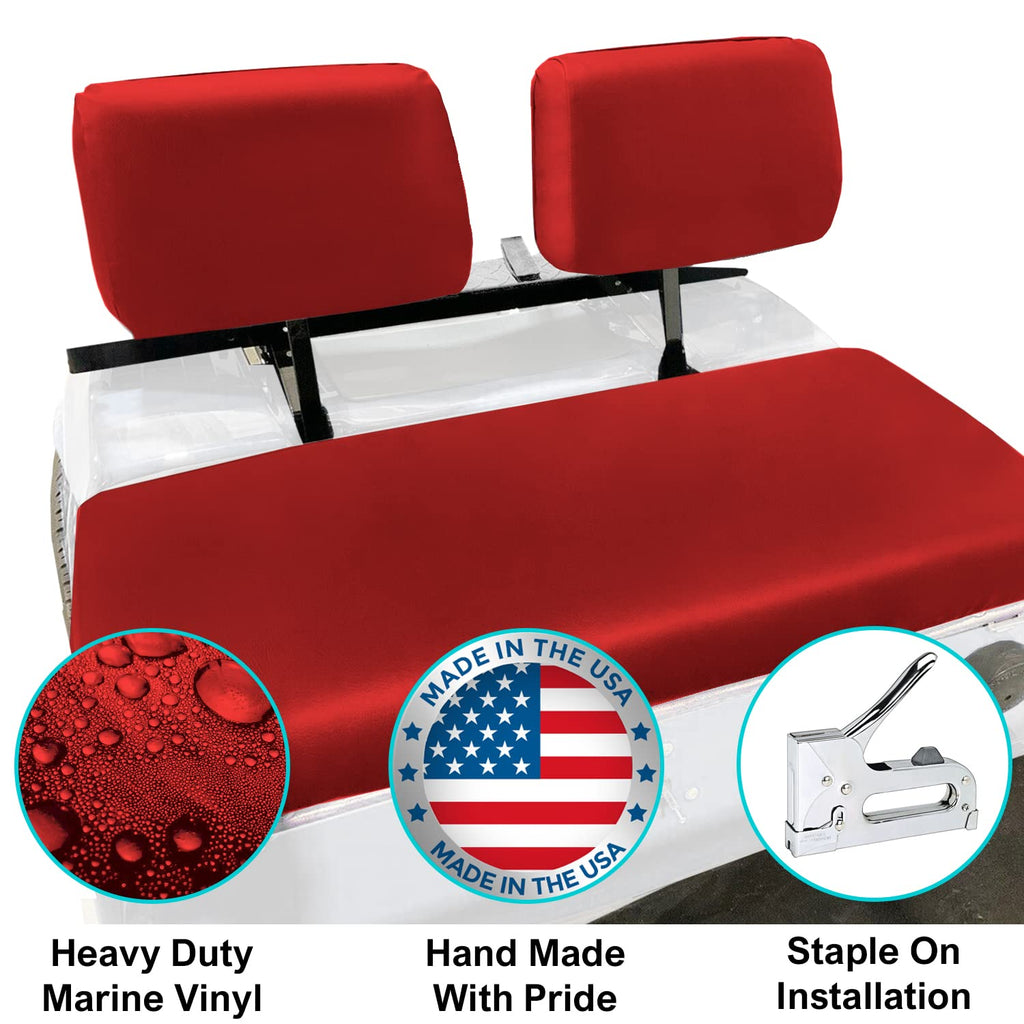 Bar Stool Covers 4 less EZGO Marathon Golf Cart Front Seat Cover Replacement Set Made with Premium Marine Grade Vinyl - Staple On Installation