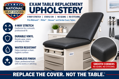 Universal Fit Exam Table Replacement Vinyl – 4-Way Stretch Upholstery