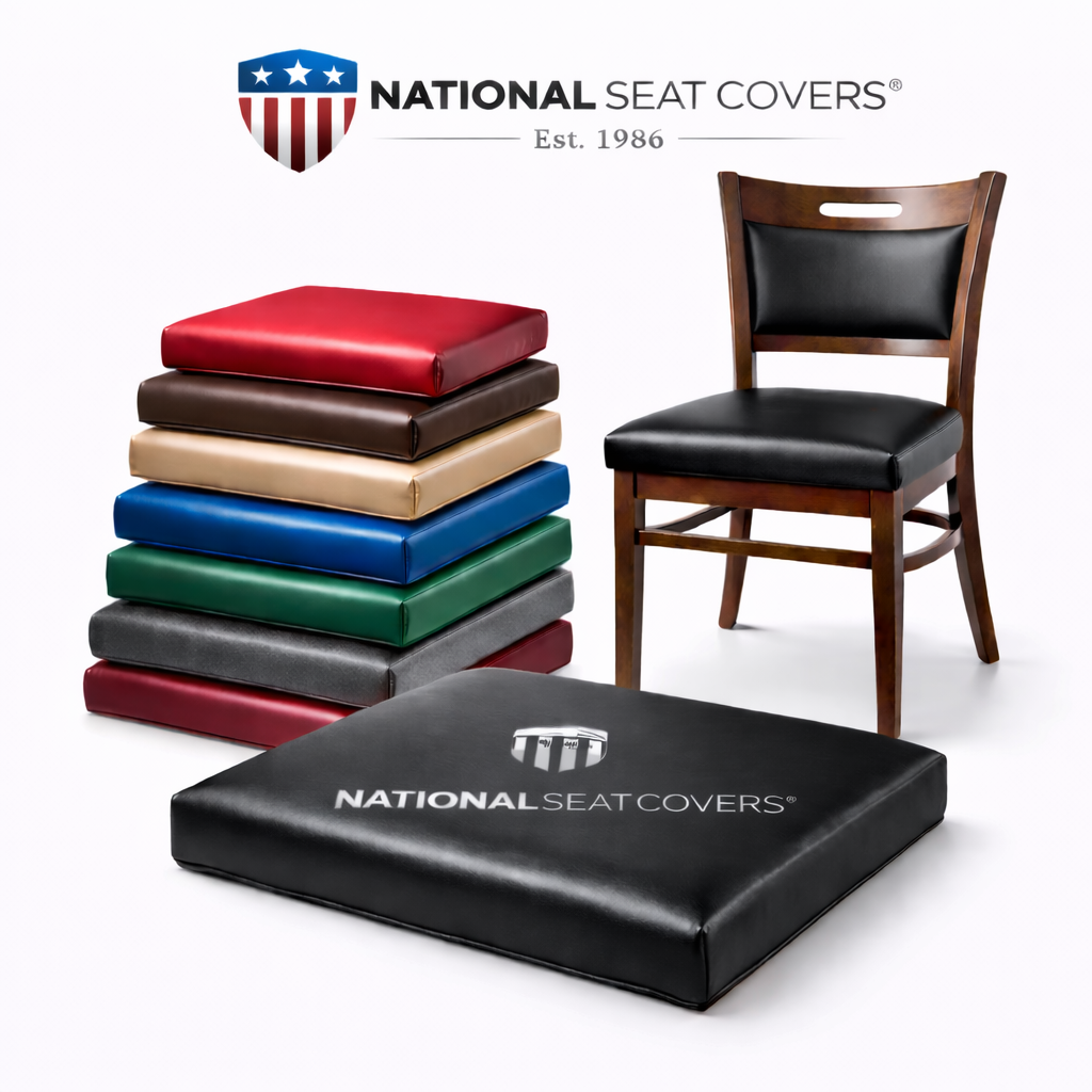 Commercial Heavy Duty Vinyl Restaurant Dining Chair Seat Cover – Pre Cut DIY Installation