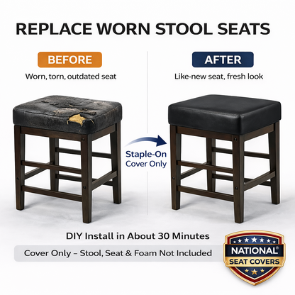 Square Bar Stool Cover – Staple-On Commercial Vinyl