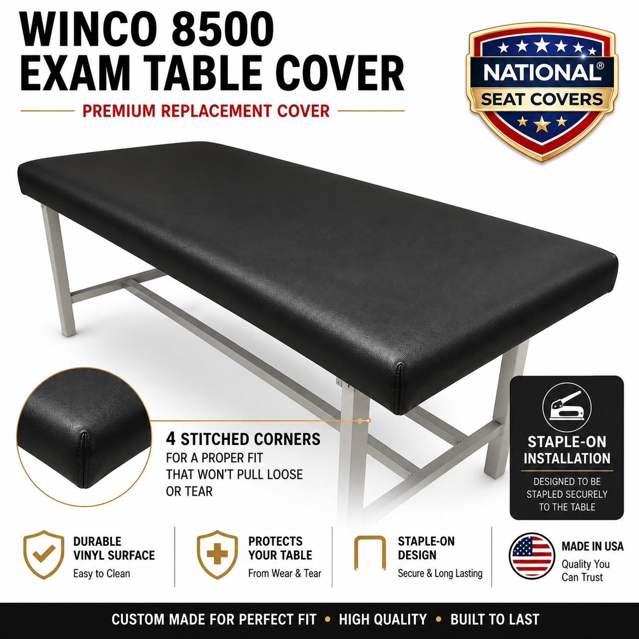 Winco 8500 Series Exam Table Cover – Heavy-Duty Staple-On Vinyl Replacement