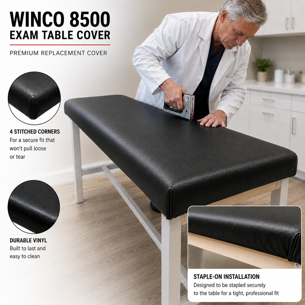Winco 8500 Series Exam Table Cover – Heavy-Duty Staple-On Vinyl Replacement